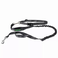 JESPET Hands Free Dog Leash for Running, Walking, Hiking Jogging for Medium & Large Dogs up to 150lbs, Durable Dual Handle Waist Leash with Reflective Bungee and Adjustable Waist