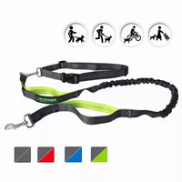 JESPET Hands Free Dog Leash for Running, Walking, Hiking Jogging for Medium & Large Dogs up to 150lbs, Durable Dual Handle Waist Leash with Reflective Bungee and Adjustable Waist