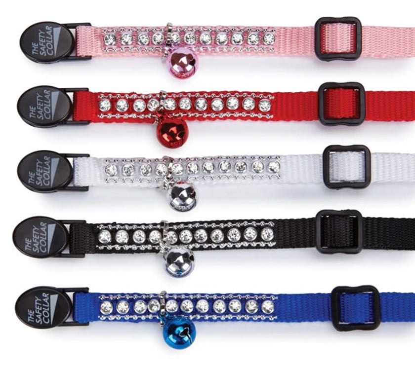 MT Rhinestone Cat Collar Blk