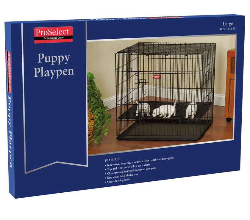 PS Puppy PlayPen w/Plastic Pan L Blk