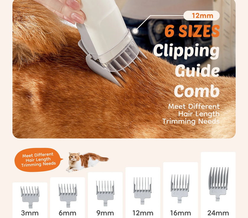 Professional Pet Grooming Clippers with 2.5L Cup, 3 Suction Modes