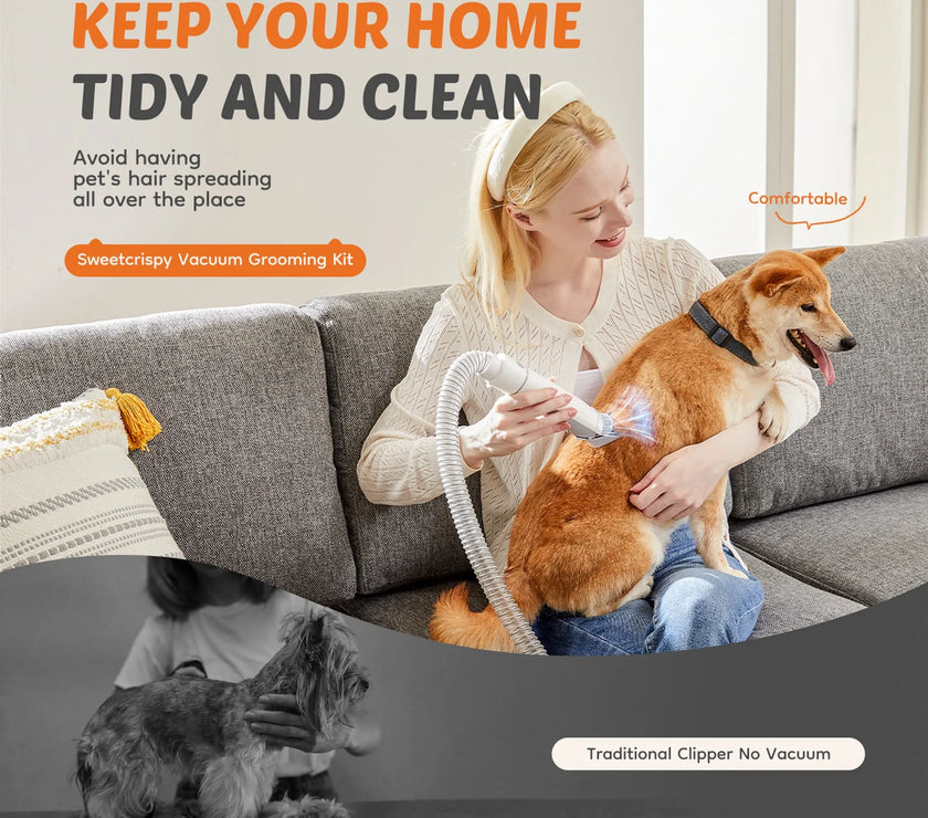 Professional Pet Grooming Clippers with 2.5L Cup, 3 Suction Modes