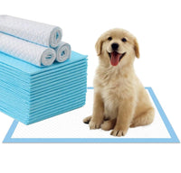 Mr. Peanut's premium dog pee pads with absorbent gel and fast-dry technology featuring a happy puppy sitting on a pad