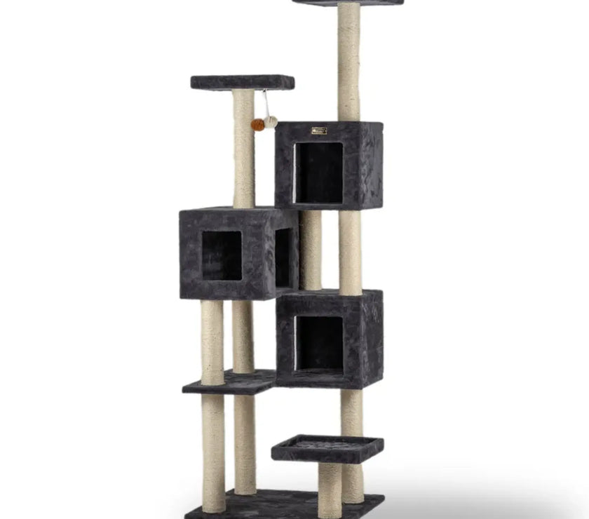 Griant Real Wood Cat Tower multi-level 8-tier climbing tower with sisal scratching posts and plush playhouses for multiple indoor cats