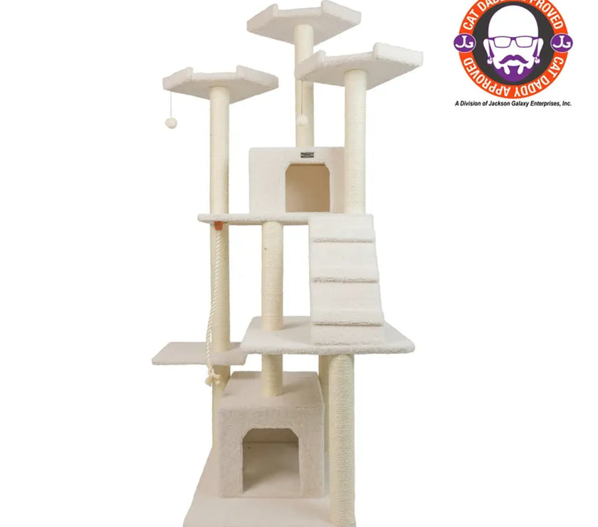 Real Wood B8201 Classic  Ivory Cat Tree Multi Levels W Ramp