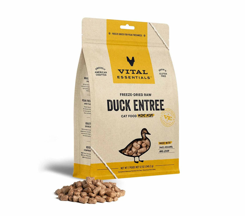 Vital Essentials(R) Freeze-Dried Raw Duck Entree Cat Food Mini Nibs,