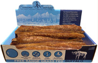 Canine Caviar Buffalo treats in a Paddywack 12-inch box, free range grass-fed buffalo dog chews