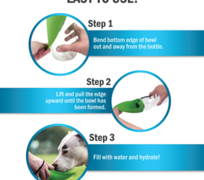 Fold-A-Bowl - Portable Pet Water Bottle and Bowl